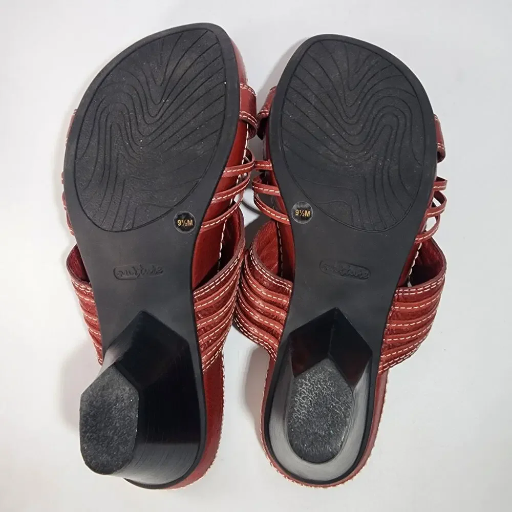 Nurture Red Leather Heeled Sandals Women's Size 9.5 M